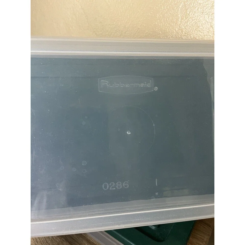 Lot of 2 Vintage Rubbermaid Keepers #0286 Storage Box Green Clear Container